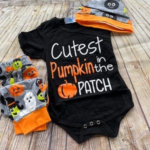 3pcs Halloween Onesie Set